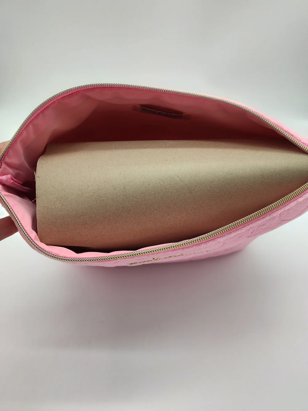 JUICY COUTURE Pink Velour Monogram Cosmetic Bag Travel Bottle NWT